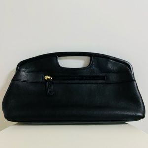 Talbots Vintage Clutch Black Leather & Gold Chain